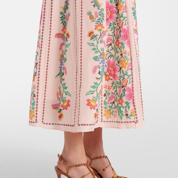 FARM Rio Pink Delicate Forest Maxi Dress Floral Tropical Botanical Resort Size S - Picture 4 of 8